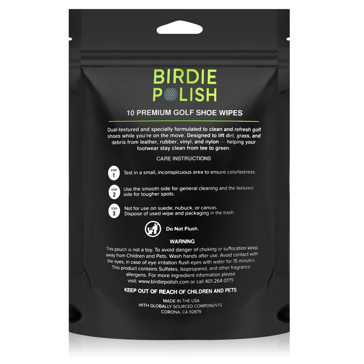 Birdie Polish Premium Golf Shoe Cleaning Wipes (10pk)