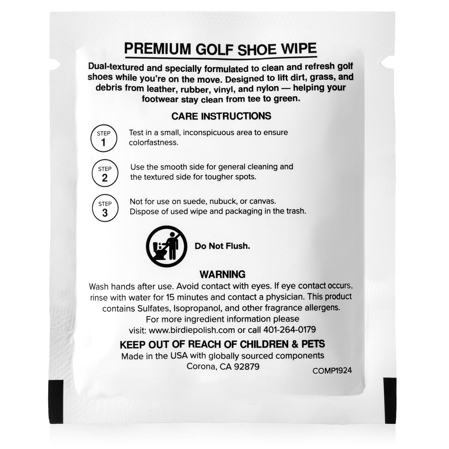 Birdie Polish Premium Golf Shoe Cleaning Wipes (10pk)
