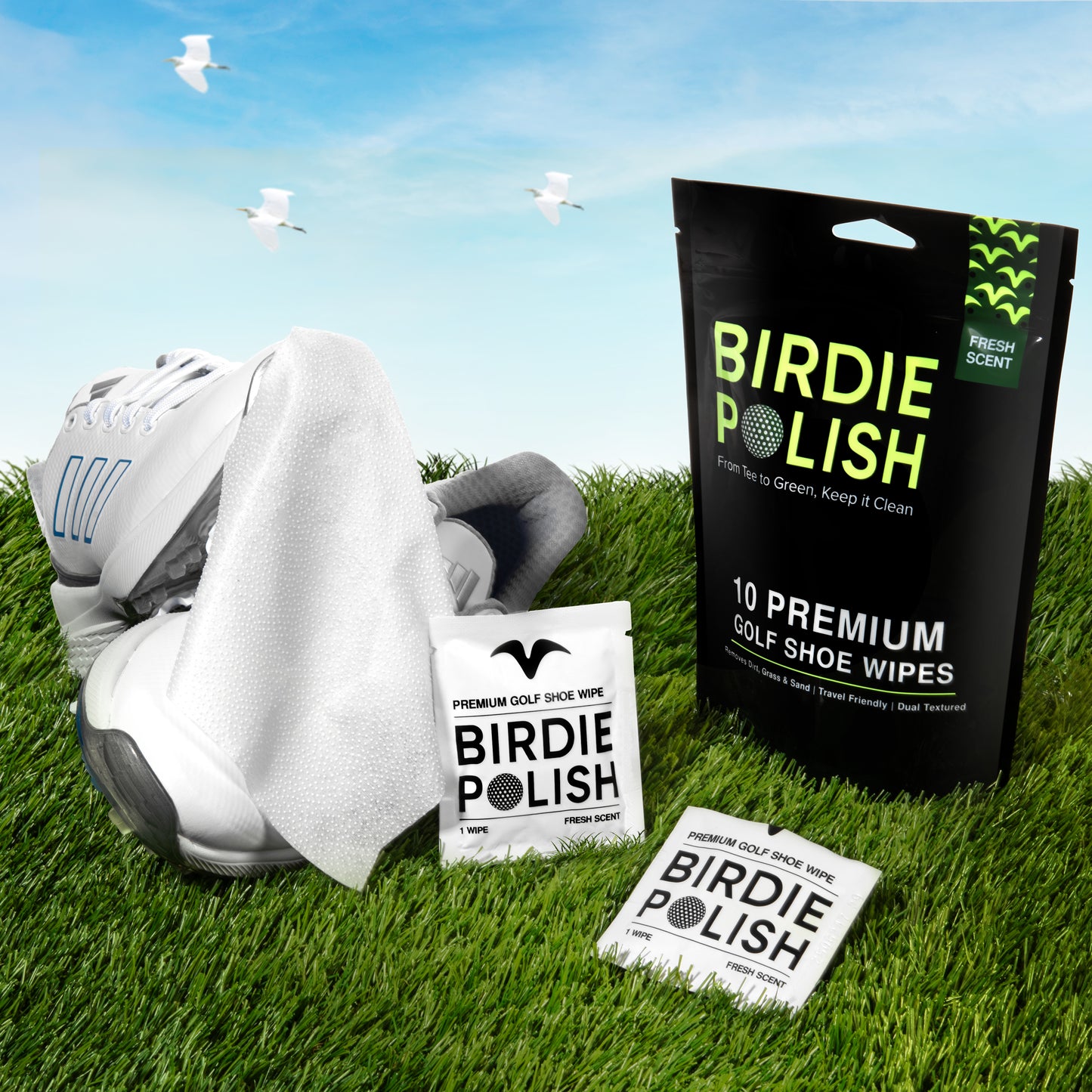 Birdie Polish Premium Golf Shoe Cleaning Wipes (10pk)