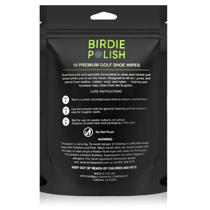 Birdie Polish Premium Golf Shoe Cleaning Wipes (10pk)