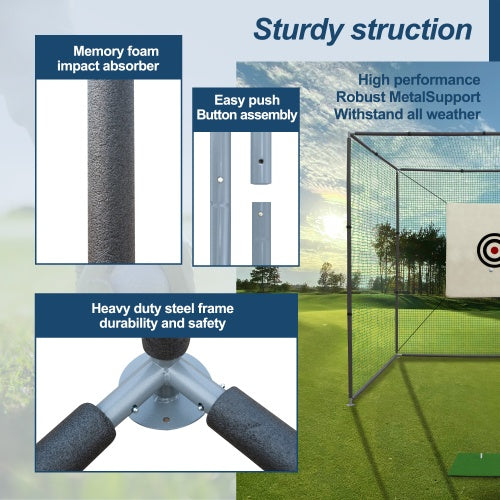 Golf Practice Hitting Cage W Metal Frame (Indoor/Outdoor)