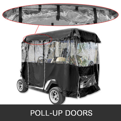 Golf Cart Enclosure, 4Person Golf Cart Cover 300D Waterproof Driving Enclosure With Transparent Windows