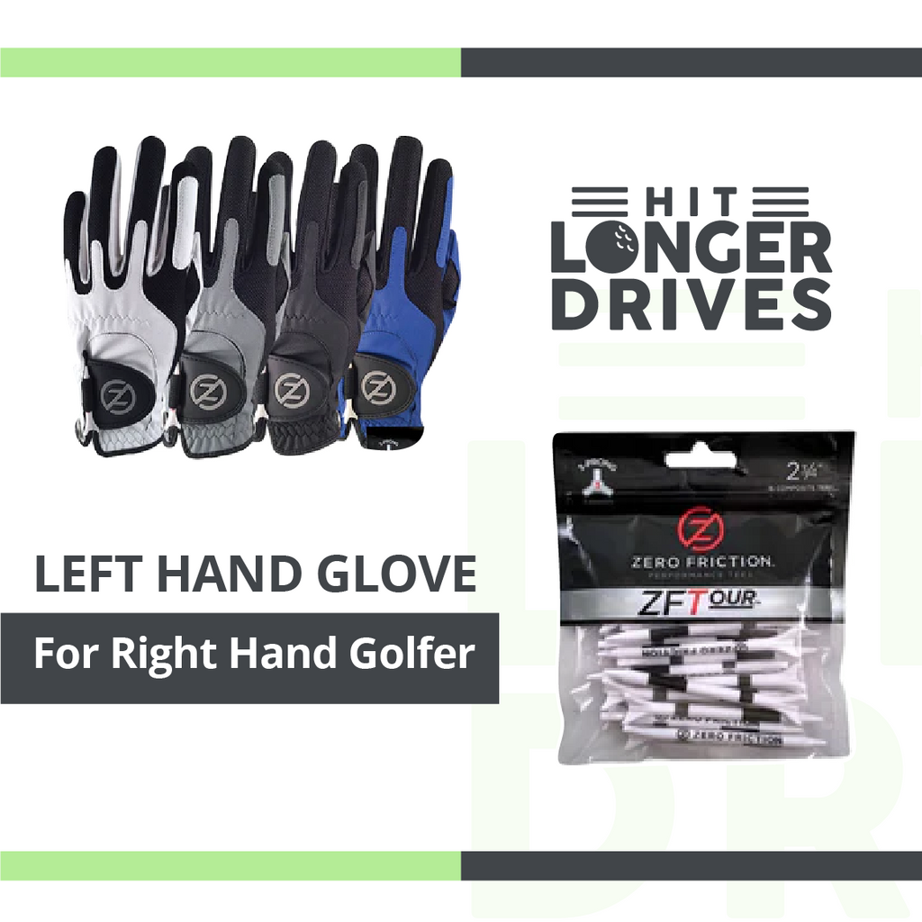 Zero Friction Men's Compression Golf Glove (4 Pack + 16 White Tees)