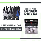 Zero Friction Men's Compression Golf Glove (4 Pack + 16 White Tees)