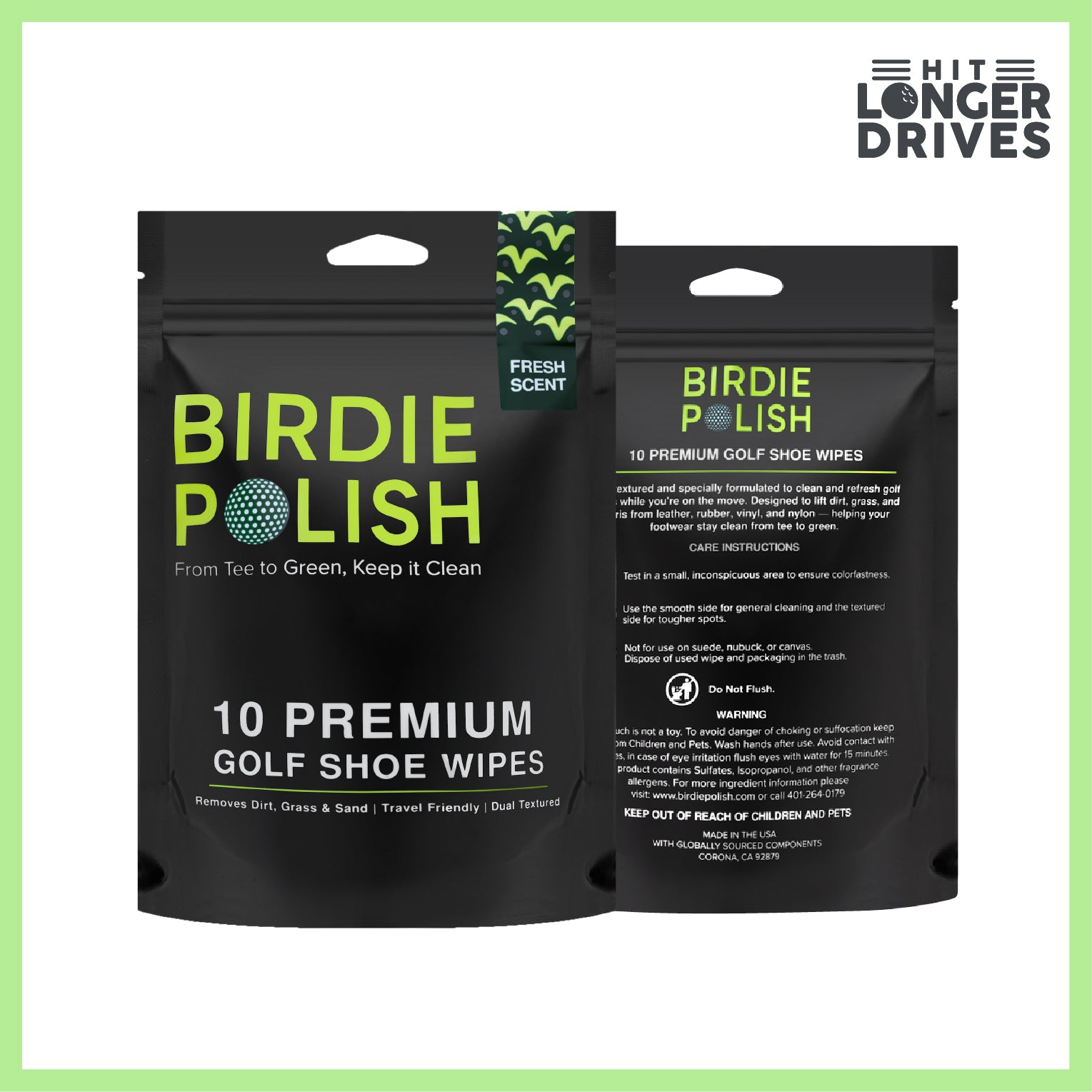 Birdie Polish Premium Golf Shoe Cleaning Wipes (10pk)