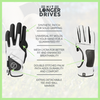 Zero Friction Men's Compression Golf Glove – 4 Pack + 16 White Tees