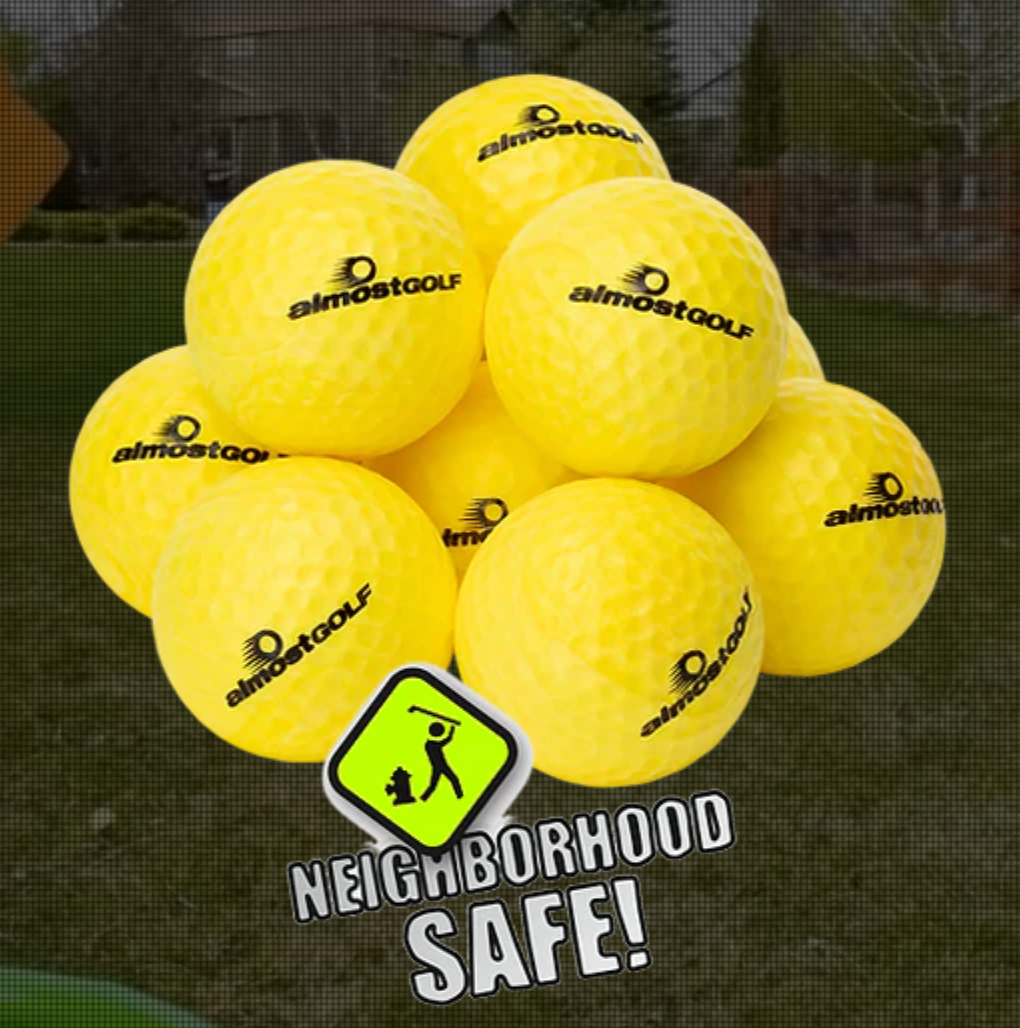 AlmostGolf Limited Flight Practice Foam Golf Balls, Hi-Vis Yellow