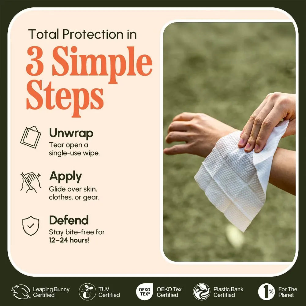 Luna Naturals Bug Repellent Wipes – 15 Individually Wrapped Wipes