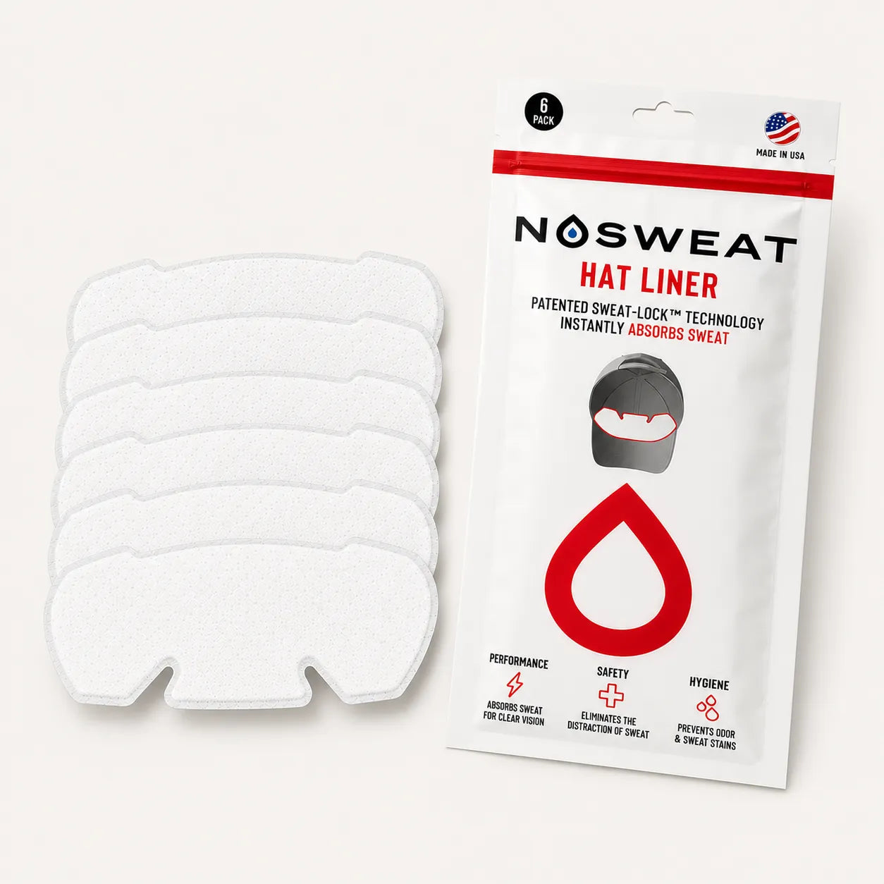 NoSweat® Golf Hat Liners | 6-Pack Sweat-Absorbing Hat Pads